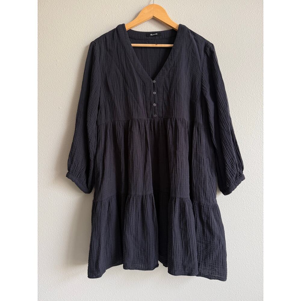 Madewell Black Lightspun Muslin Colette Mini Dress Size 4 - Picture 4 of 10